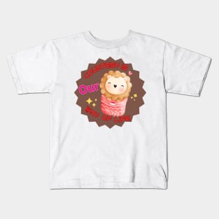 Cute Pocket  Lion with Courtesy Is Our Way of Life Text Kids T-Shirt
